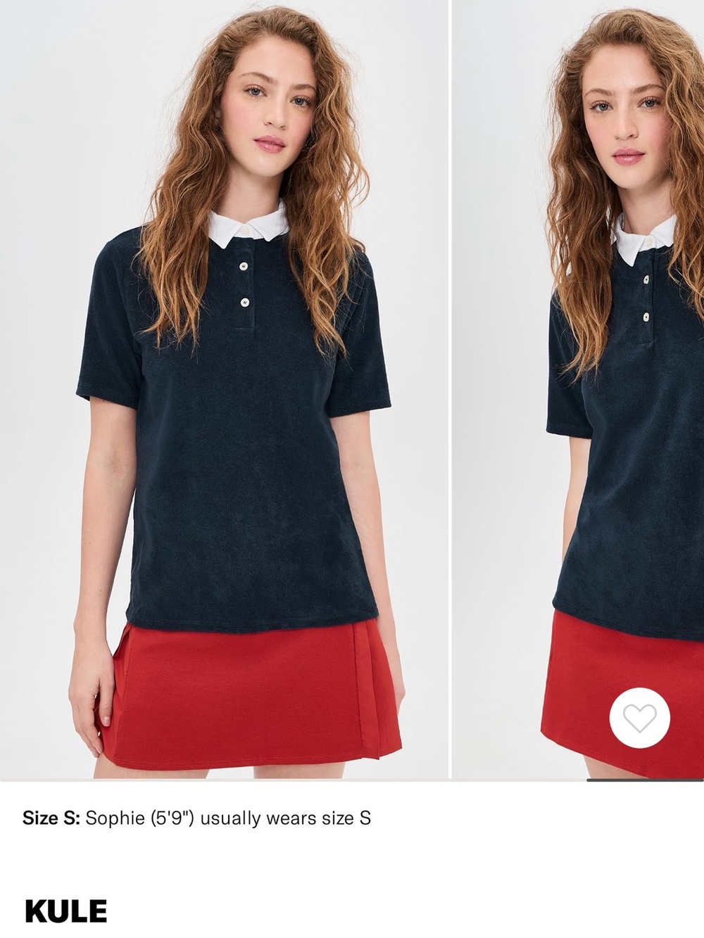 NWT KULE The Terry Polo in navy with white collar size XL